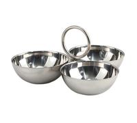 MotiveTech Plat Service avec Poignée Inox 304 Plat à Trois Compartiments Élégant Assiette à 3 Compartiments pour Buffet, Argenté, Poignée Ronde