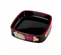 MotiveTech Plateau Service à Sashimi Égouttoir Intégré Rebord Rouge Élégant pour Présentation Sushi Fruits Mer pour Repas Japonais Apéritifs, S Chrysanthème