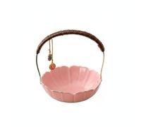 MotiveTech Porte-Bonbons avec Poignée Table Corbeille à Fruits avec Poignée Décoratif Corbeille à Fruits Anse pour Invités, Cuisine, Salon, Rose Sakura, Poignée NAFU