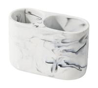 MotiveTech Porte-brosses à Dents, Accessoires de Salle de Bain, Organisateur de Pinceaux de Maquillage En Résine à 2 Emplacements, pour Comptoir et Salle de Bain, Blanc