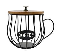 MotiveTech Porte-capsules de Café, Conteneur de Stockage de Dosettes de Café Moderne de Capacité avec Base En Bois, Panier à Dosettes de Café pour Bureau, Noir