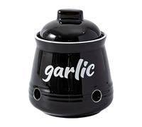 MotiveTech Pot à Ail, Organisateur D'ail de Comptoir, Accessoire de Rangement pour Ingrédients, Objet de Décoration Compact En Céramique, Noir