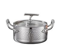 MotiveTech Pot à Fondue Chinoise Acier Inoxydable texturé, Caquelon, pr Restaurant, Restaurateurs, Argent