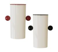 MotiveTech Pot à Pinceaux avec Couvercle Automatique Rangement Cosmétique avec Compartiments Compartimenté Organisateur pour Coiffeuse, Array, Blanc Cassé, Rouge Et Noir