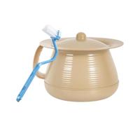 MotiveTech Pot de Chambre Portable Urinal Pot Pot de Nuit Seau Multifonction avec Poignée En PP Épais Nettoyage Facile Adapté pour Déplacements Lit Chambre Enfan, Abricot Jaune