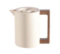 MotiveTech Pot Isotherme avec Poignée En Bois Mat Carafe Isotherme avec Bec Verseur Acier Inoxydable 304 Récipient Bec Verseur pour Cuisine, Array, Beige, 0.6L