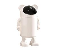 MotiveTech Poubelle de Cuisine, Corbeille à Papier, Motif Ours de Dessin Animé, Maison Moderne, 12 L, pour Dortoir, Bureau, Toilettes, Véranda, Garage, Couvercle Blanc Noir