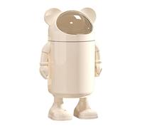 MotiveTech Poubelle de Cuisine, Corbeille à Papier, Motif Ours de Dessin Animé, Maison Moderne, 12 L, pour Dortoir, Bureau, Toilettes, Véranda, Garage, Couvercle Transparent Beige