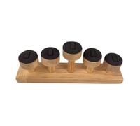 MotiveTech Présentoir à Bijoux Support à Bagues Organisateur à Cinq Niveaux en Bois et Velours pour Rangement et Exposition Adapté Aux Boutiques Décoration Intér, Gris