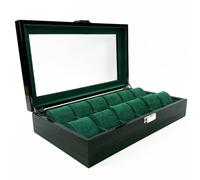 MotiveTech Rangement En Bois Cvercle Traparent Élégant à Montres En Bois Brillant Robuste Écrin pr Coiffeuse, Vert