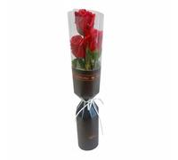 MotiveTech Rose Savon Bouquet Fleurs Savon Roses Arrangement Floral Artificiel Parfumé Forme Soignée sans Décoration Romantique pour Intérieur Bureaux Chambres, Rouge Vin, 3 Roses