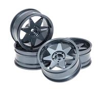 MotiveTech Roues et Moyeux de Voiture RC à L'échelle 1:10, Pièces de Rechange TT02, Faciles à Installer, Accessoires de Performance, Roues, Gris Foncé