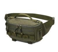 MotiveTech Sac de Pêche Polyvalent Sacoche Pochette Besace Tissu Oxford et Doublure Polyester Grande Capacité pour Leurres et Outils Port en Bandoulière et, Vert, Vert Armée