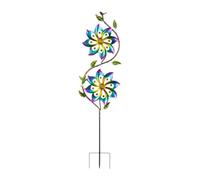 MotiveTech Sculpture éolienne à Double Fleur, Ornement de Patio Rotatif, œuvre d'art Artisanale