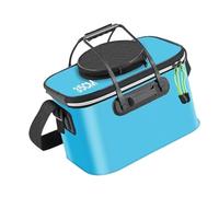 MotiveTech Seau de Pêche Pliable Récipient Étanche Sac Protéger Poisson Coffre Pêcheur Étanche en EVA Adapté pour Pêche en Plein Air, Bleu