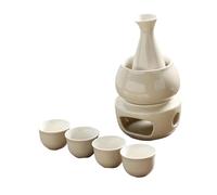 MotiveTech Service à Saké avec Chauffe-tasses, En Porcelaine, Ensemble Pratique de 4 Pièces, Idéal Comme Cadeau, pour Boissons Chaudes, Usage Professionnel.