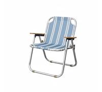 MotiveTech Siège de Plein Air Pliant Chaise de Camping Fauteuil Pliable Tabouret Portable Dossier Confortable Structure en Métal et Toile Oxford Adapté aux, Modèle Haut, Rayures Bleues Et Blanches