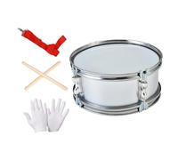 MotiveTech Snare Drum Ensemble Percussion Doté de Baguettes Gants Sangle Épaule et Accessoires Bâti En Acier Inoxydable et Tête PET pour Débutant Adapté pour Fêt, Blanc