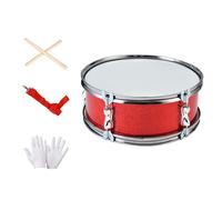 MotiveTech Snare Drum Ensemble Percussion Doté de Baguettes Gants Sangle Épaule et Accessoires Bâti En Acier Inoxydable et Tête PET pour Débutant Adapté pour Fêt, Rouge