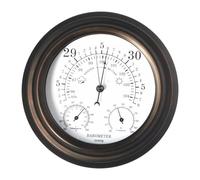 MotiveTech Station Météorologique Traditionnelle Murale Ronde et Précise, avec Thermomètre, Hygromètre et Baromètre à Cadran Analogique, Idéale pour Les Entrepôt