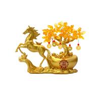 MotiveTech Statue de Cheval Porte- Feng Shui, Décoration Intérieure, Lingot de Collection, Décoration de Fête, Doré