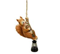 MotiveTech Statue de Jardin Figurine Animal Décoration Résine Extérieure Sculpture Solaire avec Lampe Solaire Convient pour Clôture, écureuil, 13.5 X 8.5 X 17.5 Cm