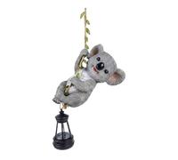 MotiveTech Statue de Jardin Figurine Animal Décoration Résine Extérieure Sculpture Solaire avec Lampe Solaire Convient pour Clôture, Koala, 10.5 X 7.5 X 15.5 Cm