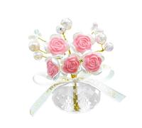 MotiveTech Statue Tableau de Bord Voiture Ornement Fleur Artificielle Figurine Décorative Sculpture Romantique Design Élégant Résistant Convient à Femme, Rose