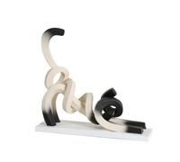 MotiveTech Statuette Chat Abstrait Abstraite Figurine Chat Épuré Lisse pour Salon, Chat Étiré