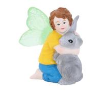 MotiveTech Statuette de Garçon Tenant Un Lapin, Figurine de Bureau, Décoration pour Maison de Poupée, Accessoire de Jardin Féerique pour Terrasse, Patio, Int