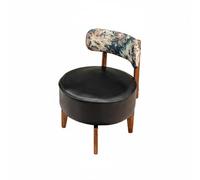 MotiveTech Tabouret Bas avec Dossier Assise Souple Banc à Chaussures avec Coussin Éponge Haute Densité Chaise Basse en Bois Rembourrée pour Entrée, Salon, Bureau, Cuir Noir Floral
