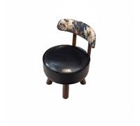 MotiveTech Tabouret Bas avec Dossier Assise Souple Banc à Chaussures avec Coussin Éponge Haute Densité Chaise Basse en Bois Rembourrée pour Entrée, Salon, Bureau, Dossier Floral Pivotant