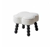 MotiveTech Tabouret Bas en Forme de Cumulus Multifonctionnel Petit Banc à Chaussures Crème Design Nordique Pouf en Tissu Bouclette pour Entrée, Chambre d'enfant