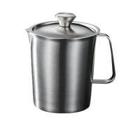 MotiveTech Tasse à Mesurer en Acier Inoxydable avec Couvercle Pichet à Mousse de Lait pour Espresso Gravure Précise Grande Contenance Adaptée pour Pâtisserie, 1000 Ml