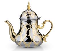 MotiveTech Théière Maghrébine Arabe Théière Orientale Décorative Vaisselle pour Amateurs Thé, Array, Or Et Argent, 1400ml