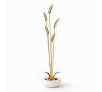 MotiveTech Tige Blé En Laiton avec Récipient Élégant s Blé Résistant à l'usure Décorations pour Salon, Luxe Léger, 5 Épis De Blé, Grand Pot À Trésors En Jade