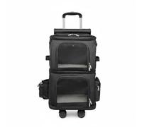 MotiveTech Travel Carrier Chariot pour Chat Sac de Transport Trolley Valise pour Animal Panier à Roulette en Oxford avec Base à Roulettes Solide Adapté aux, Noir, Noir