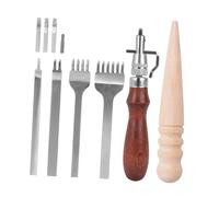 MotiveTech Trousse à Outils pour Le Cuir, Rainureuse, Brunissoir à Bois avec Poinçon, Outils de Travail du Cuir, Kit de Bricolage pour Sacs et Vêtements