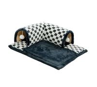 MotiveTech Tunnel de Jeu Interactif pour Chats, Lit pour, Tunnels de Jeu Résistants, Tapis D'activité pour Chats, Cabane de Jeu pour Chat, Noir M