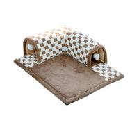 MotiveTech Tunnel de Jeu Interactif pour Chats, Lit pour, Tunnels de Jeu Résistants, Tapis D'activité pour Chats, Cabane de Jeu pour Chat, Marron M