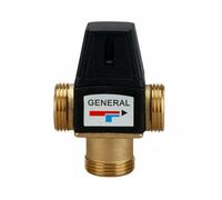 MotiveTech Vanne de Mélange Thermostatique Robinet Mélangeur Régulateur de Température Mitigeur Élément Sanitaire Laiton Robuste Sortie d'Eau Stable 35-60 C, DN25, Filetage Extérieur