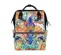 Motivo Orientale Fiore Di Pavone Sac à Langer Sac à Dos Grande Capacité Multifonction Sac à Couches pour Voyage Maman Femme Papa