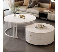 Motley V Collection 23 Lot de 2 tables basses gigognes modernes avec grandes étagères de rangement pour salon, chambre à coucher, bureau Entretien facile et design élégant Idéal pour appartement et