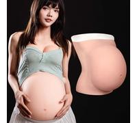 MOTLEYBEAN Faux ventre de femme enceinte en silicone, ventre de femme enceinte en silicone pour tournage, jeu de rôle, photographie, travesti (Beige, 9 mois)