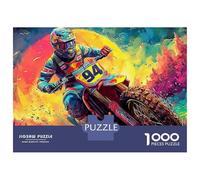 Moto 1000 Pièces Cycliste dans Un Cosmos psychédélique Puzzles Qualité Premium Impossible Défi Éducatif Idée Cadeau Enfants À Partir De 14 Ans 70x50cm/1000pcs