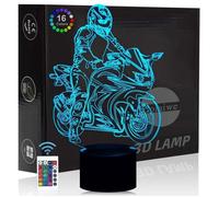Moto 3D Illusion Veilleuse Jouets LED : Tactile + télécommande 16 couleurs, déco chevet, cadeau Noël garçons/enfants/famille