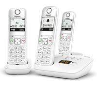 MOTO-A695A Trio - 3 Téléphones Dect Sans Fil Avec Répondeur - Écran À Haut Contraste - Excellente Qualité Audio - Fonction Mains Libres - Protection D'Appels, Blanc [Version Française]