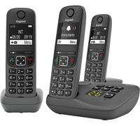 MOTO-A695A Trio - 3 Téléphones Dect Sans Fil Avec Répondeur - Écran À Haut Contraste - Excellente Qualité Audio - Profils Sonores Réglables - Fonction Mains Libres - Protection D'Appels, Gris