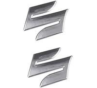 Moto Autocollant 2pcs / Set S Logo 3D Body Moto Coffre Décor Styling Stickers Autocollant for Suzuki (Color : Silver)