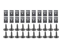 Moto Boulon Ecrou 10-40 Pièces Générales Auto Universel Noir Vis Autotaraudeuses Fleur Prunier avec Coussinet Clips Forme U pour Pare-Chocs Voiture Garde-Boue Base Garde-Boue Fixe(40pcs)